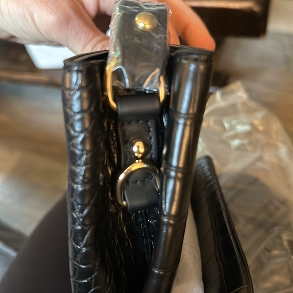 AOTA NWT Elena Vegan croc print crossbody bag‎ black - Picture 11 of 12